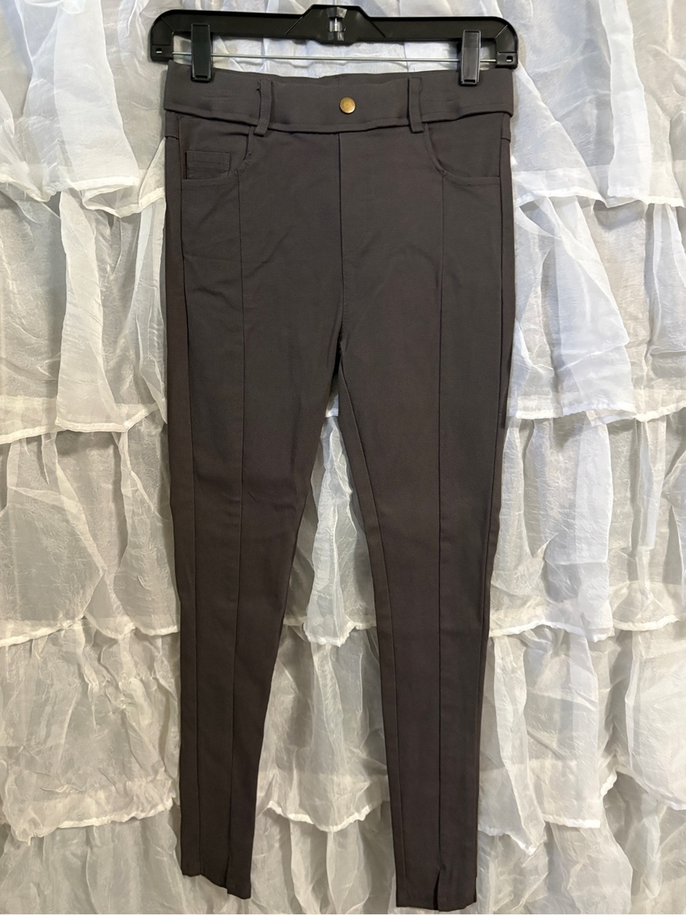 Women's Stretch Front-Seam Pants in Dark Gray